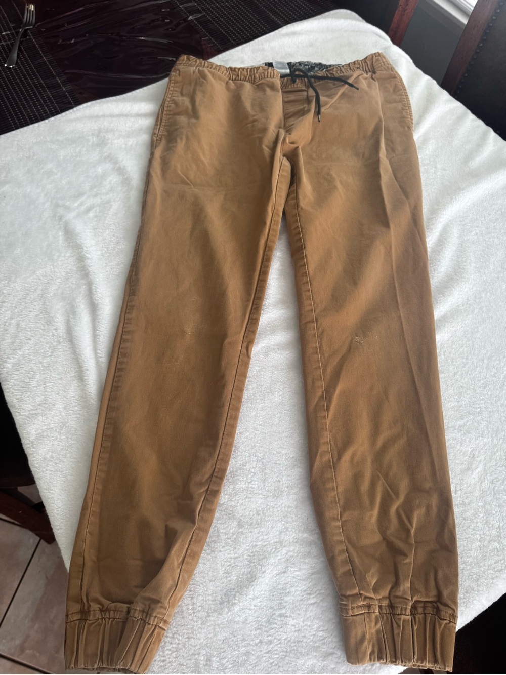 Kids Drawstring Jogger Pants - Brown